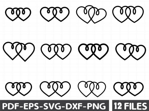 2 Hearts Svg, Double Love Hearts Svg for Graphics and Illustrations