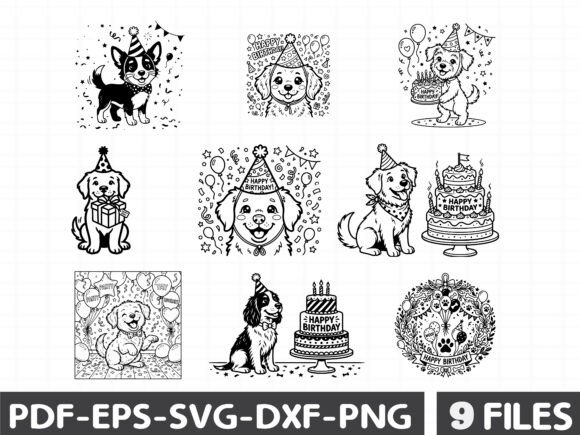 Birthday Dog SVG Clipart for Graphics and Illustrations