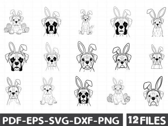 Cute Boxer Easter Dog SVG Graphics for Brand Illustrations