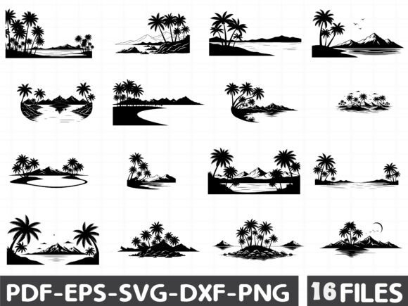 Desert, Oasis Landscape Silhouette Graphics & Illustrations Review