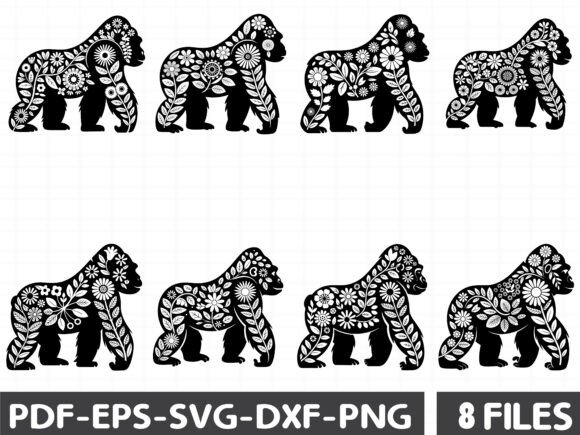 Floral Gorilla Stencil: Graphics and Illustrations for Real Crafters