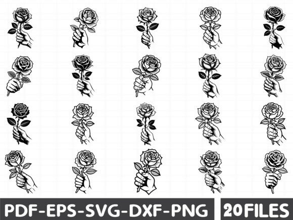 Hand Holding Rose Svg Bundle: Premium Graphics for Illustrations