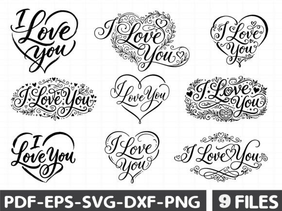 I Love You Handwritten Heart Typography: Graphics & Illustrations Review