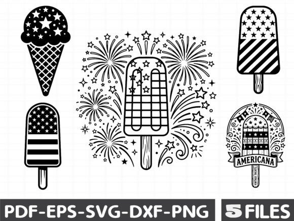 Patriotic Popsicle Ice Cream Summer SVG Graphics for Makers