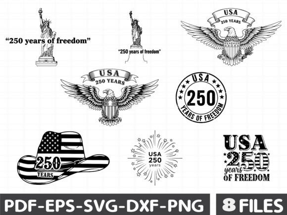 Patriotic USA 250 Years of Freedom Graphics and Illustrations Review