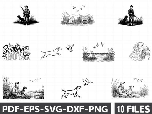 Southern Boy Duck Hunting Dog Graphics for Illustrations
