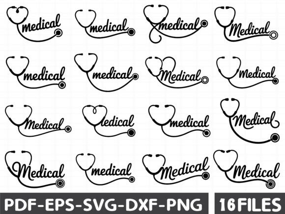 Stethoscope Heart SVG, Medical Tools SVG for Graphics