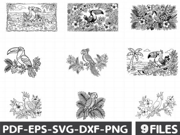 Summer Tropical Birds Clipart: Graphics for Editorial & Illustrations